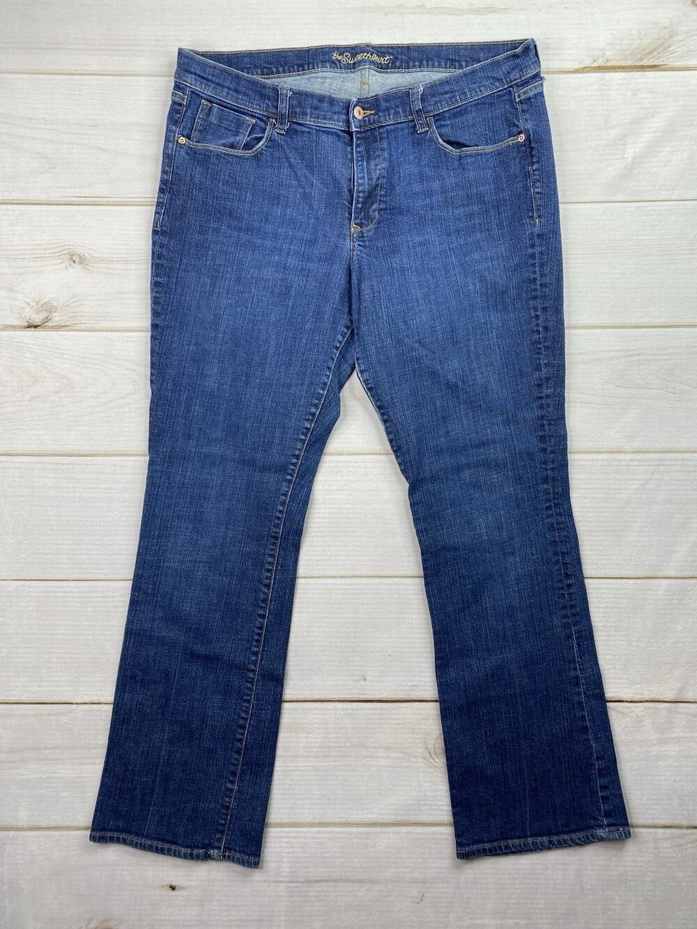 Old Navy The Sweetheart Jeans Womens 16 Long Dark Wash Bootcut Denim Mid Rise